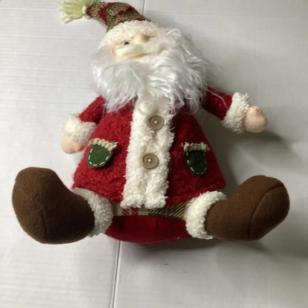 NWT Slhelf Sitter Santa Claus Plush Christmas Decor Fur Trim 17 x 12